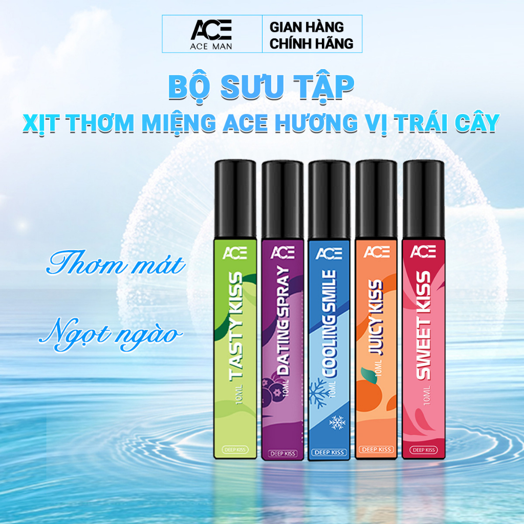 Xịt thơm miệng kissing spray ACEMAN nam nữ 10ml hương vị tự nhiên the mát