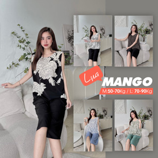 Đồ bộ pijama tay ngắn, quần lỡ lụa Mango size 1 (50-70kg), size 2 (70-90kg)