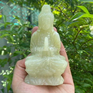 Tượng phật quan âm đá ngọc xanh 10cm