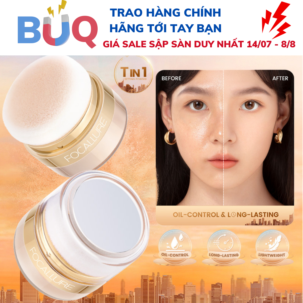 Phấn phủ FOCALLURE kiềm dầu chống nước giữ lớp trang điểm lâu phai 6g FA259