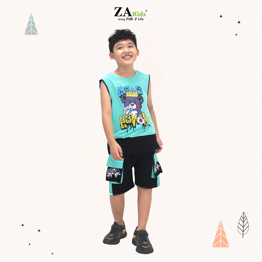 Đồ Bộ Quần Áo Thun Cotton Mặc Nhà Mùa Hè Cho Bé Trai Zakids  ZA02330BT