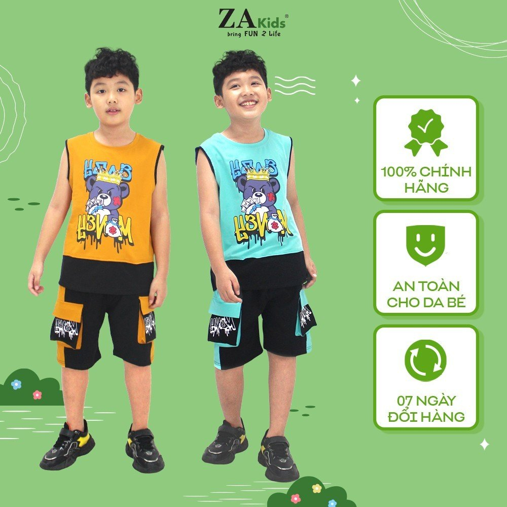 Đồ Bộ Quần Áo Thun Cotton Mặc Nhà Mùa Hè Cho Bé Trai Zakids  ZA02330BT