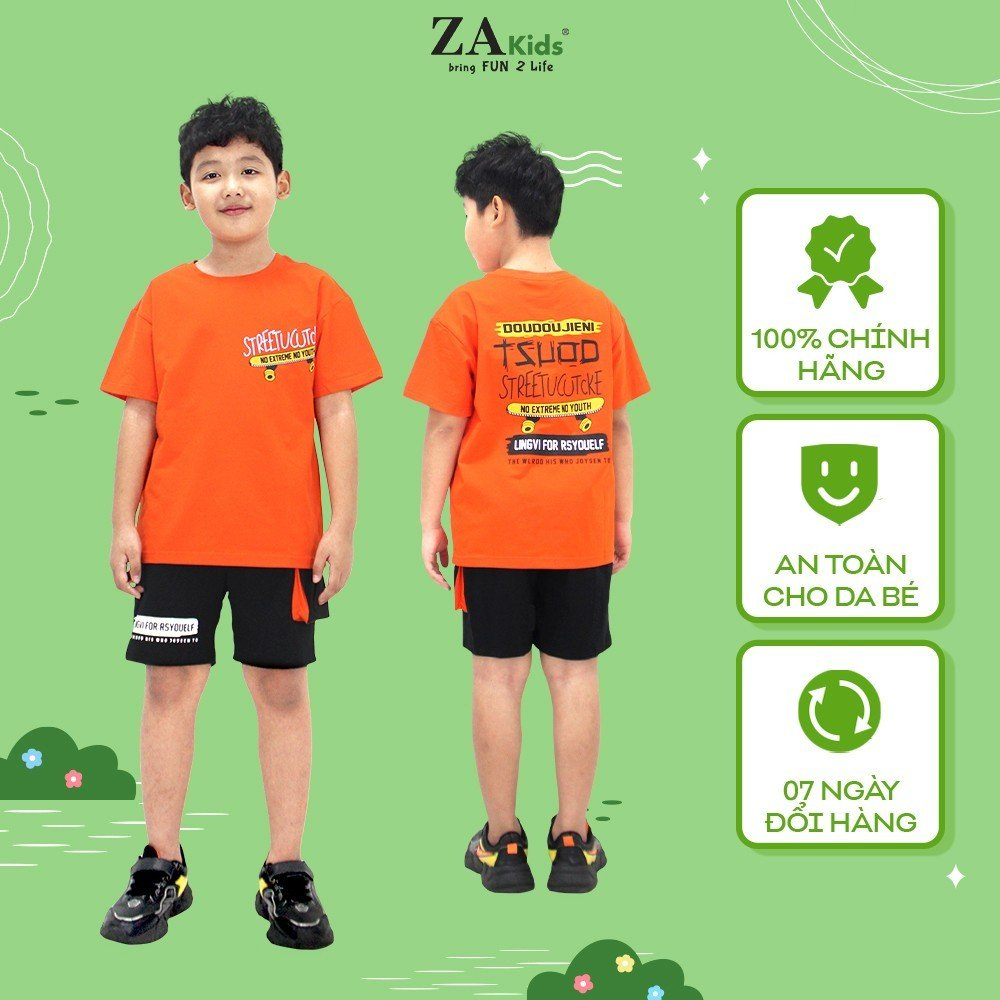 Bộ Quần Áo Thun Ngắn Tay Bé Trai (6-9 Tuổi) Zakids 21073T/ZA22014TN