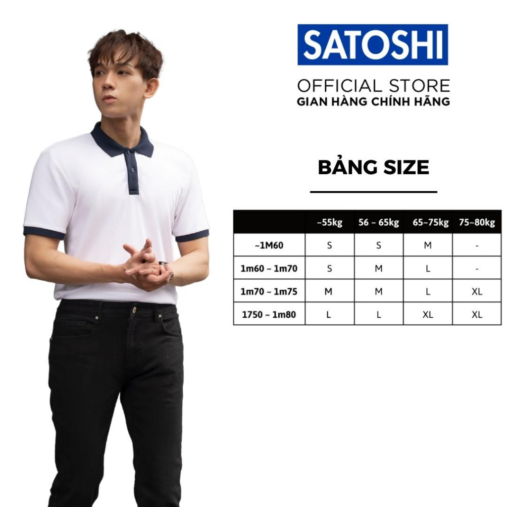 | Satoshi | Áo Polo STS Diamond Pique SAPL80 Trắng Viền Cổ Navy Chất Cotton