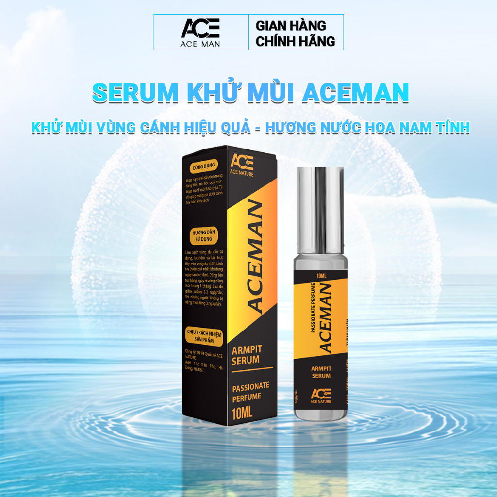 Lăn khử mùi nam, serum lăn nách nam ngăn tiết mồ hôi ACEMAN 10 ml/chai từ thiên nhiên không gây ố vàng áo