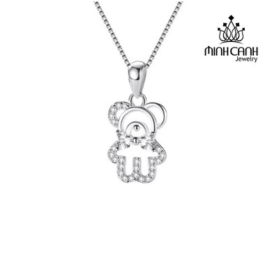 Dây Chuyền Bạc Hình Gấu Đính Đá - Minh Canh Jewelry