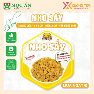 55 tem nho sấy - lục giác 7x8cm dán thân hộp siêu xinh