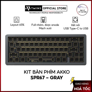 KIT bàn phím AKKO SPR67 – Gray (Full nhôm / Spring mount / Flex-cut / Mạch xuôi)