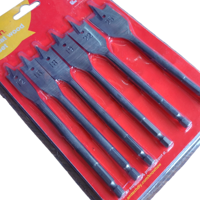 Bộ 6 mũi khoan khoét lỗ mộc gỗ hãng AMTECH dài 150mm - khoét đuôi cá chuyên dụng từ 10-25mm