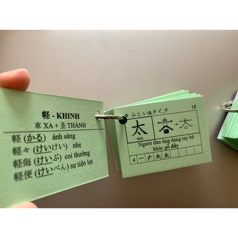 Flashcard kanji N4 - thẻ học kanji N4 có ép plastic chống nước