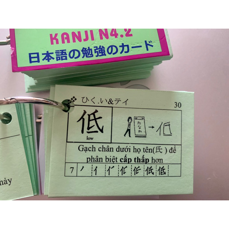 Flashcard kanji N4 - thẻ học kanji N4 có ép plastic chống nước