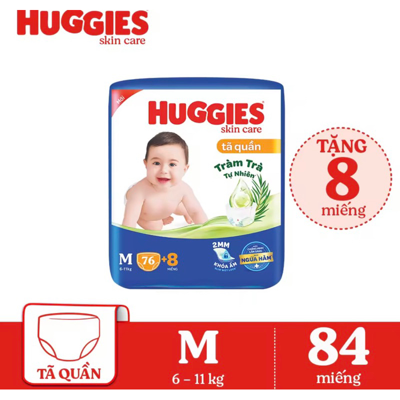 TÃ QUẦN HUGGIES ĐỦ SIZE M74+8 L68+6 XL60+8 XXL54+8