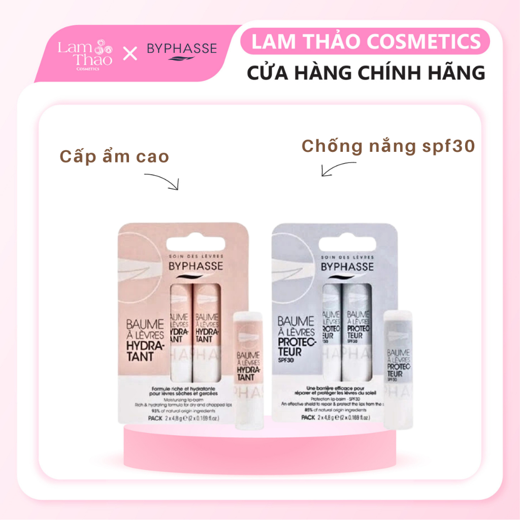 Bộ 2 Cây Son Dưỡng Môi Byphasse Lip Balm