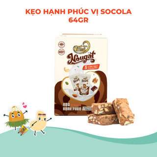 Kẹo Nougat Kẹo ít ngọt FAMINUTS Hộp 64g - 5 Loại Hạt Vị Socola Thơm Ngon