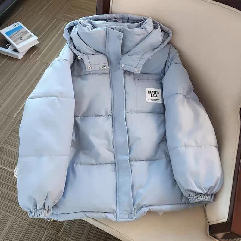 Áo khoác phao nữ có mũ Đen Be Xanh Hồng hàng QC