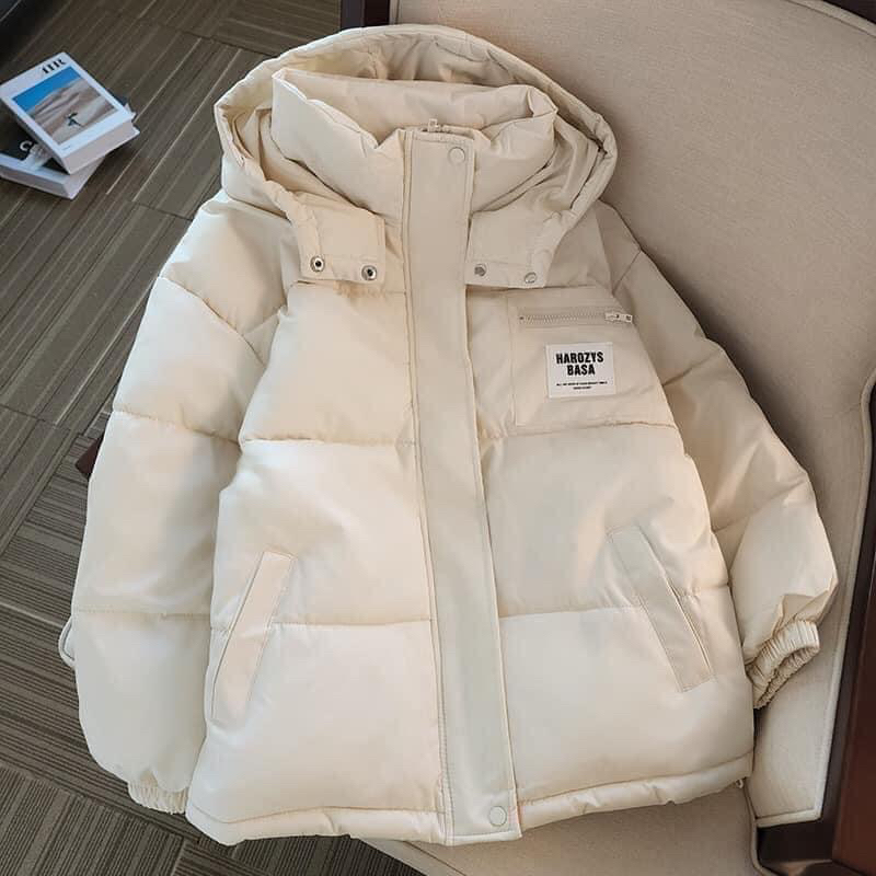 Áo khoác phao nữ có mũ Đen Be Xanh Hồng hàng QC