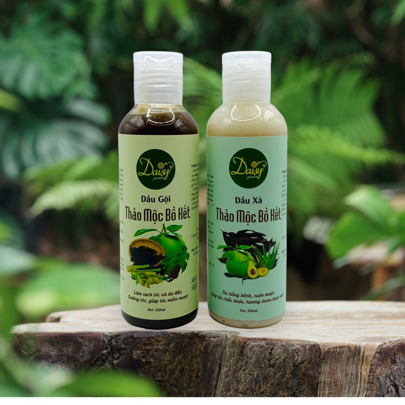 Combo dầu gội & dầu xả thảo mộc bồ kết Daisy Garden 100ml giúp tóc mềm mượt, giảm rụng, kích thích mọc tóc