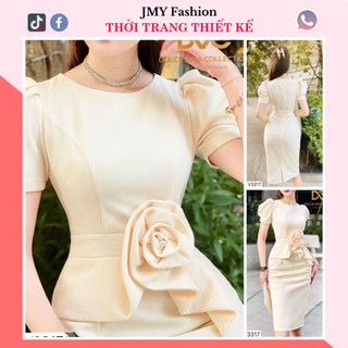 V3317 Váy kem ôm A đính hoa bản to [DVC&ACC] váy đầm bút chì nữ tính