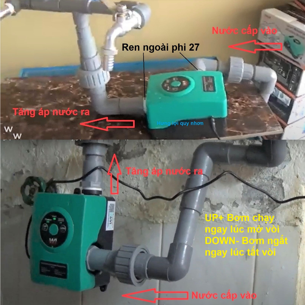 Máy bơm tăng áp mini 24v Winde IB-24 70w đẩy nước lạnh lên máy nước nóng Năng Lượng Mặt Trời