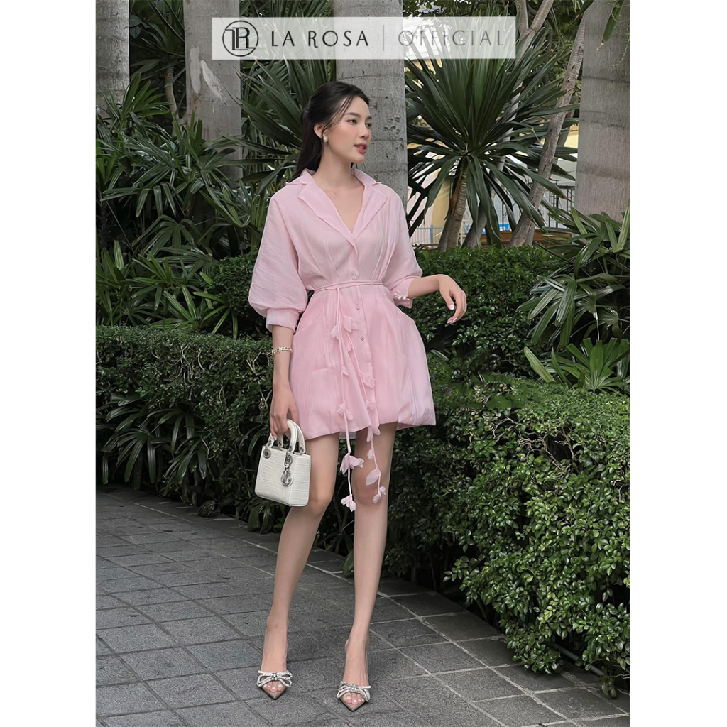 Set Áo Sơ Mi Tiểu Thư Cổ V LAROSA Chất Tơ Xốp Cao Cấp Tặng Kèm Đai Hoa Phong Cách Nhẹ Nhàng, Quyến Rũ S333