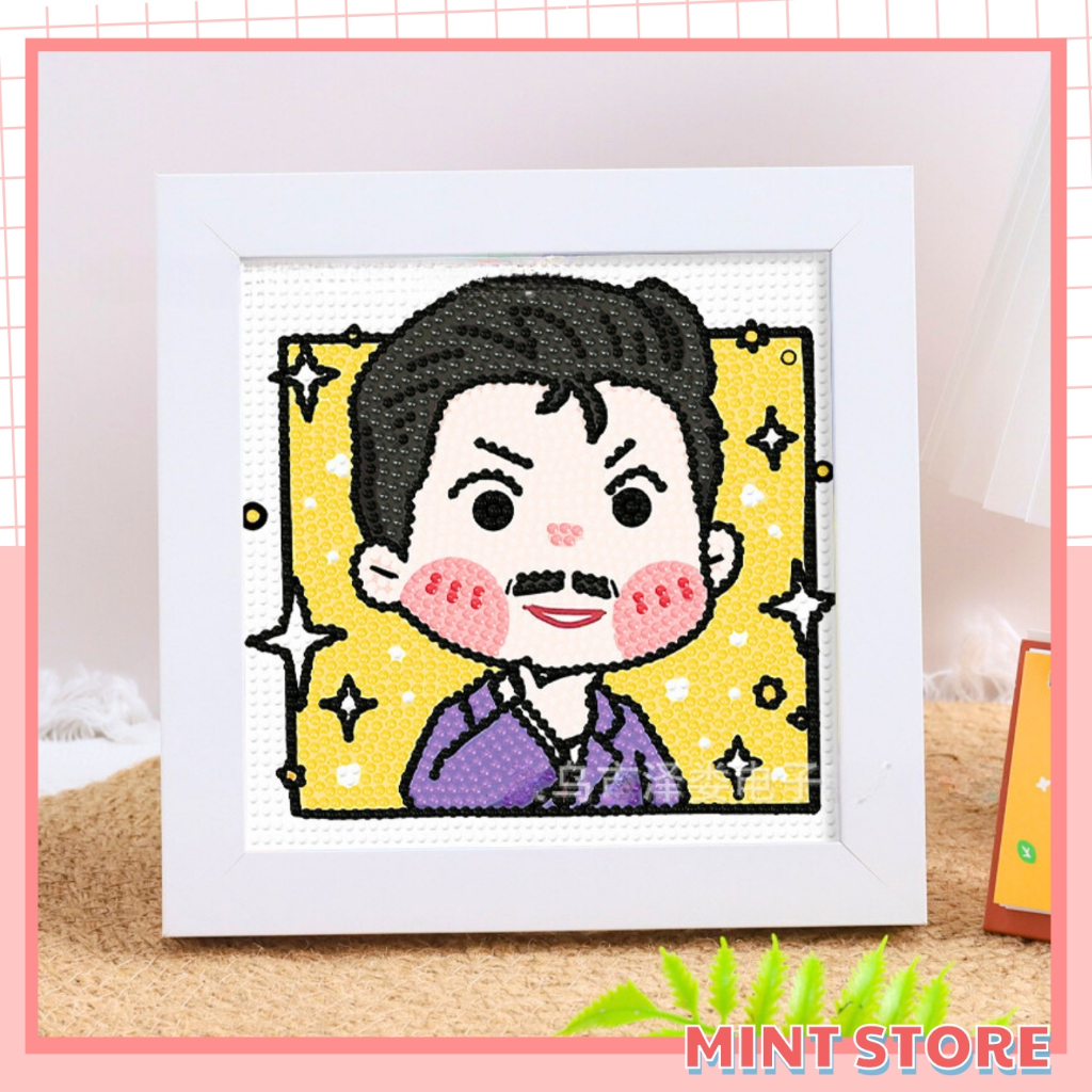 Tranh đính đá mini DIY hình CONAN chibi, tranh gắn đá tự làm cute cho bé có khung