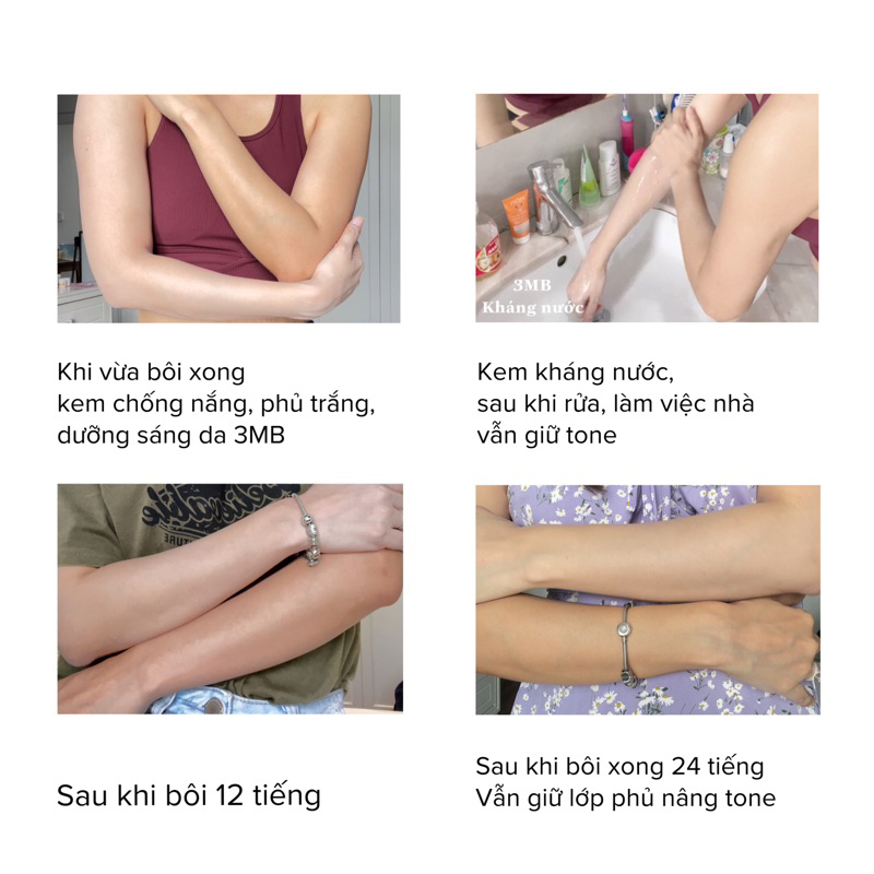 Kem dưỡng trắng da chống nắng body nâng tông 3MB , make up body, sáng da toàn thân 3mb Body Whitening 200ml