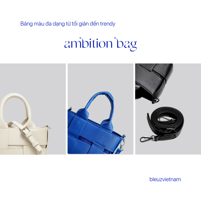 BLEUZ AMBITION BAG - Túi Đeo Chéo Nữ Phong Cách Đan Tối Giản Da PU Phối Màu Đen/ Trắng/ Xanh Dương
