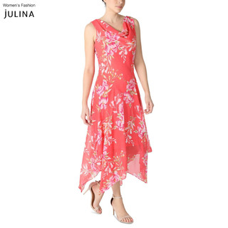 Đầm maxi voan hoa sát nách màu đỏ cam (có bigsize) jf882