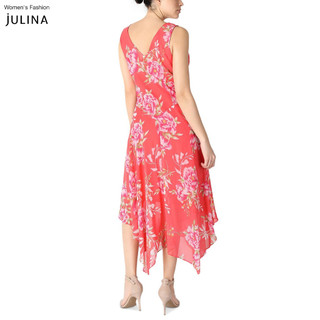 Đầm maxi voan hoa sát nách màu đỏ cam (có bigsize) jf882