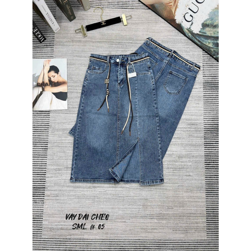 CHÂN VÁY DENIM XẺ TRƯỚC SIÊU HOT
