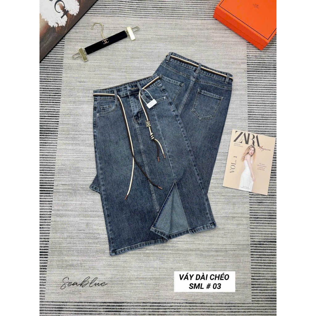 CHÂN VÁY DENIM XẺ TRƯỚC SIÊU HOT