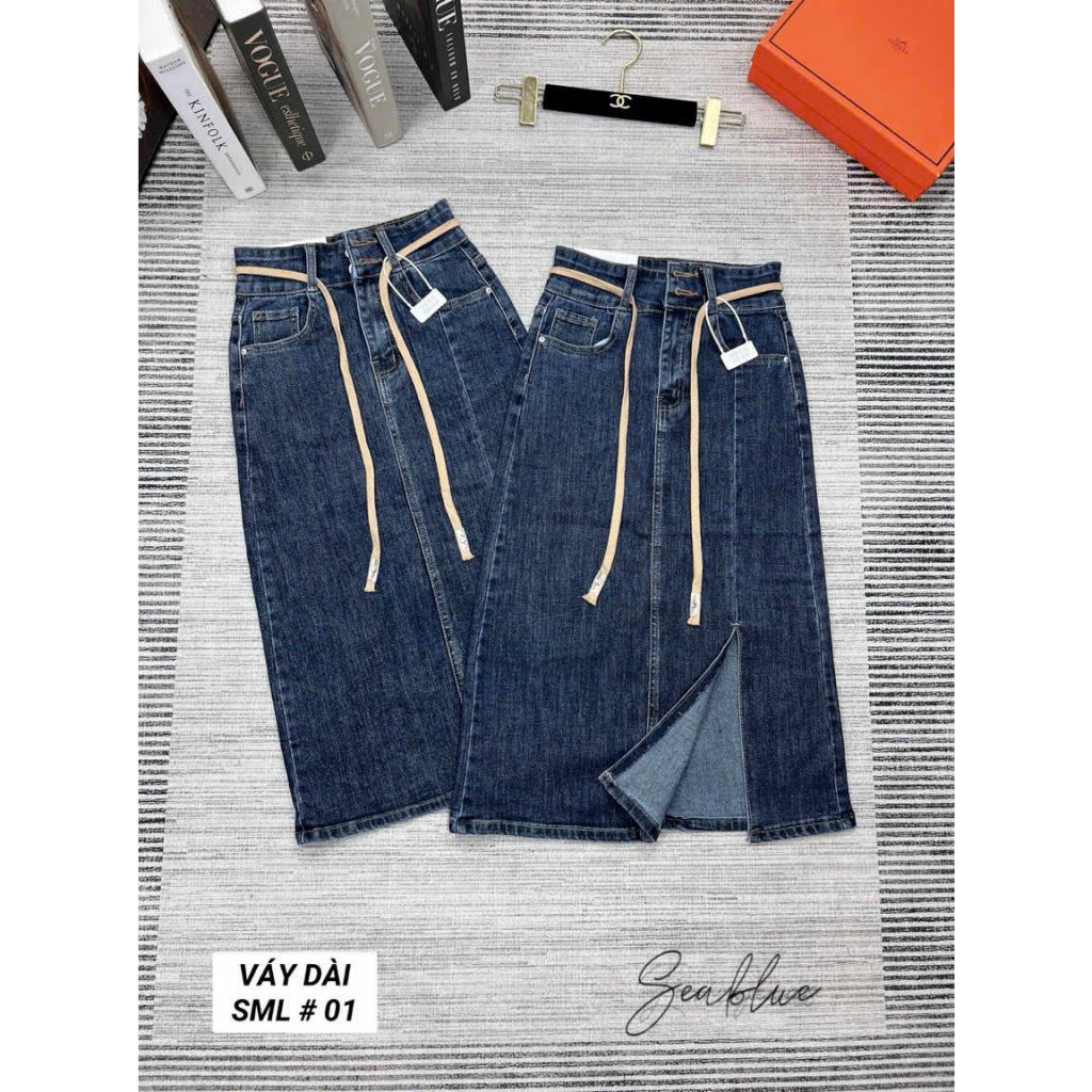 CHÂN VÁY DENIM XẺ TRƯỚC SIÊU HOT