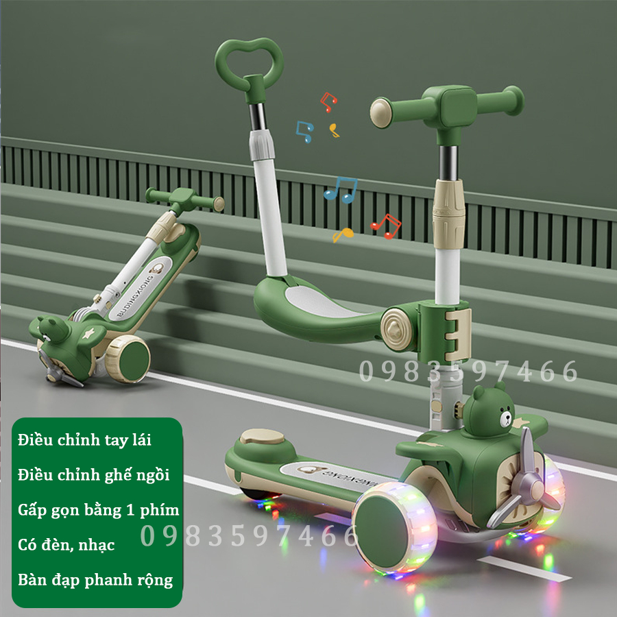 Tay đẩy xe scooter gấu