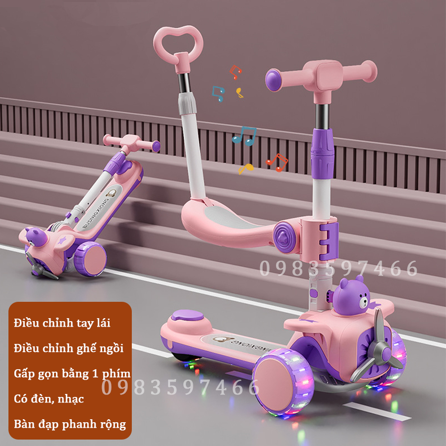 Tay đẩy xe scooter gấu