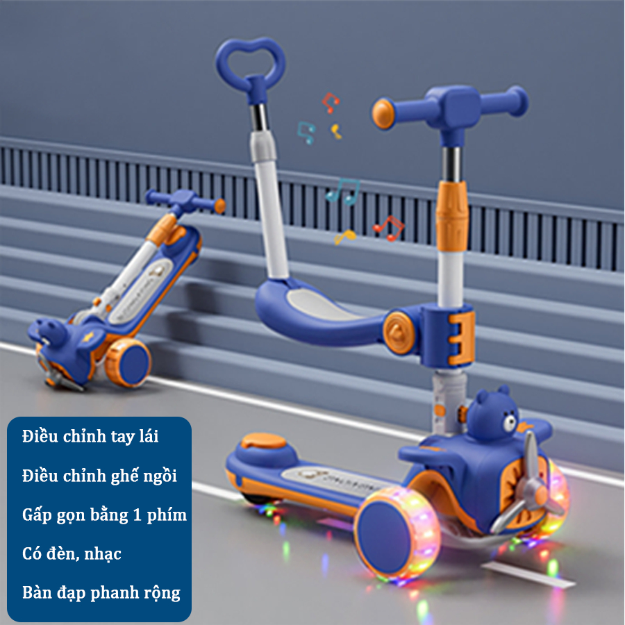 Tay đẩy xe scooter gấu