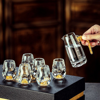 Set 6 ly kèm bình rót pha lê, vàng 24k, hộp quà tặng kèm túi xách sang trọng