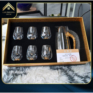 Set 6 ly uống r ượu, bình rót pha lê, vàng 24k(khách chọn hàng theo phân loại)