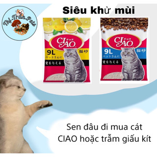 Cát vệ sinh cho mèo CIAO 💕 FREESHIP💕 siêu khử mùi, ít bụi vón cục tốt - túi 9L xuất xứ Nhật bản