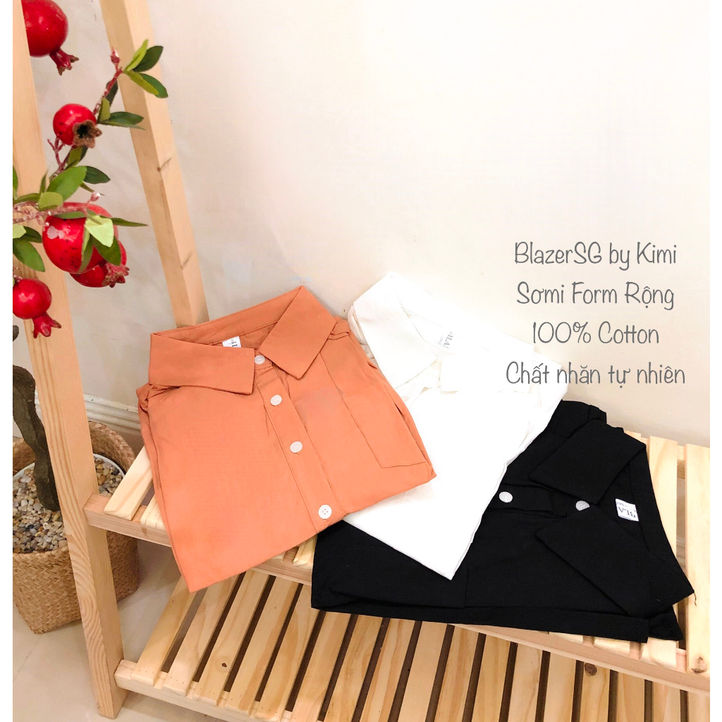 Áo Sơmi nữ tay ngắn Áo Sơmi Bảng màu Hot Hit - Áo sơmi 100% Cotton, Size S.L - BLA23021