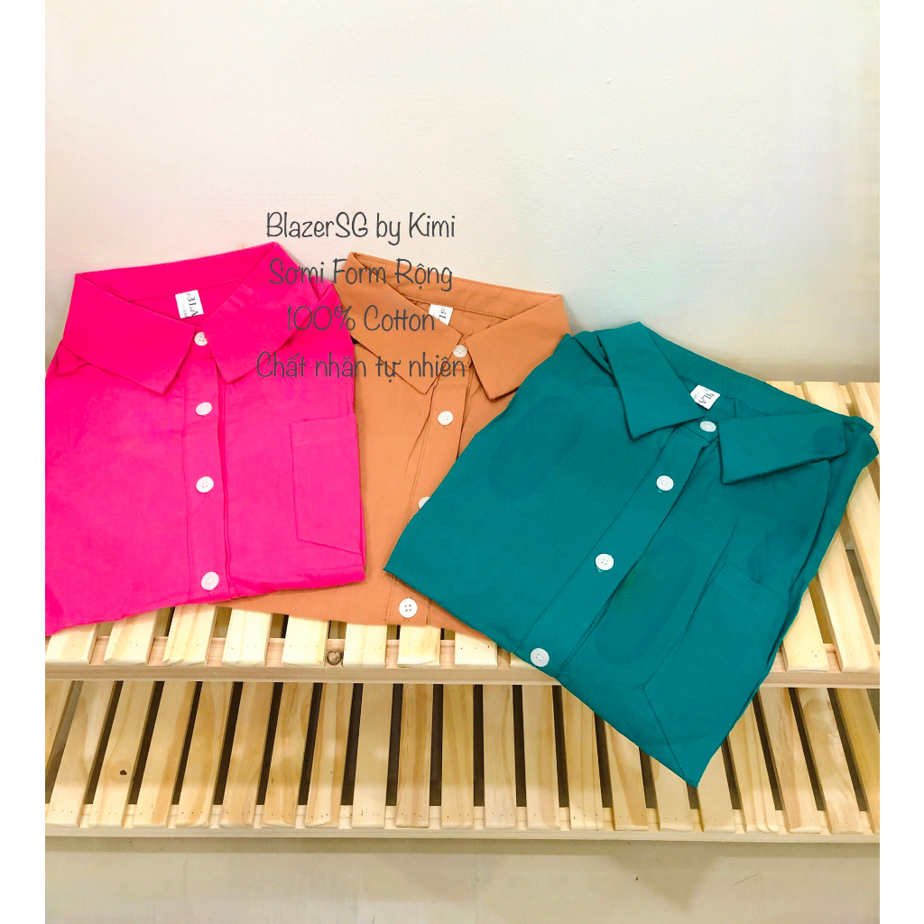 Áo Sơmi nữ tay ngắn Áo Sơmi Bảng màu Hot Hit - Áo sơmi 100% Cotton, Size S.L - BLA23021