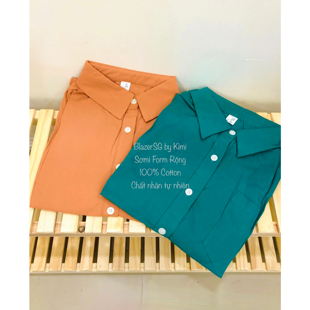 Áo Sơmi nữ tay ngắn Áo Sơmi Bảng màu Hot Hit - Áo sơmi 100% Cotton, Size S.L - BLA23021