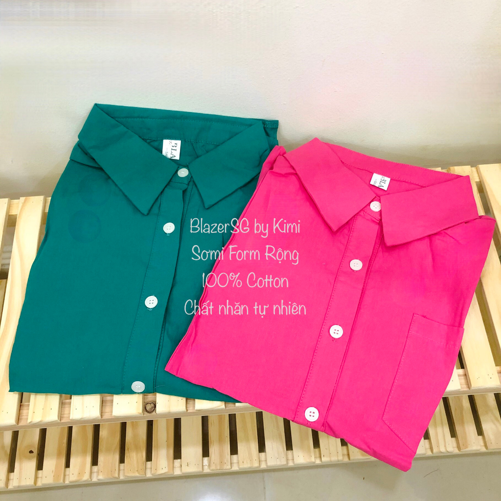 Áo Sơmi nữ tay ngắn Áo Sơmi Bảng màu Hot Hit - Áo sơmi 100% Cotton, Size S.L - BLA23021