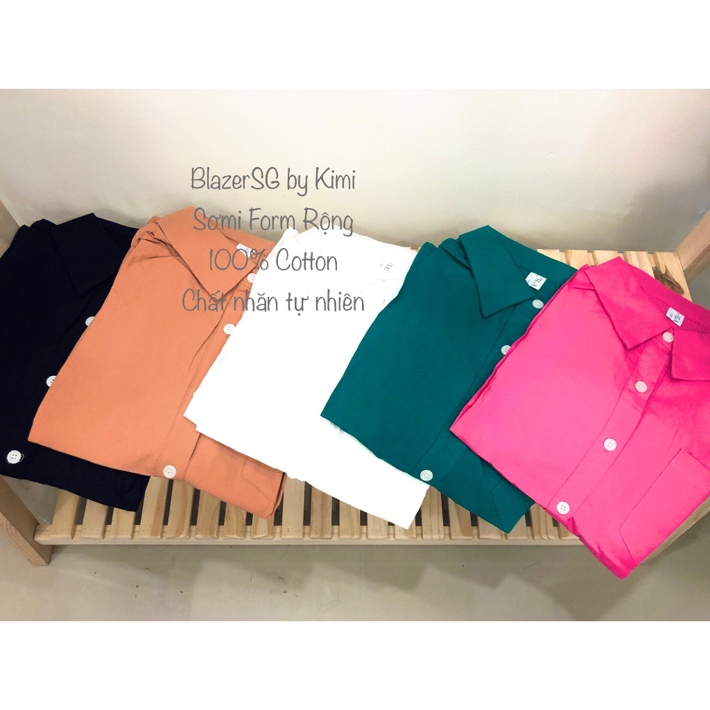 Áo Sơmi nữ tay ngắn Áo Sơmi Bảng màu Hot Hit - Áo sơmi 100% Cotton, Size S.L - BLA23021