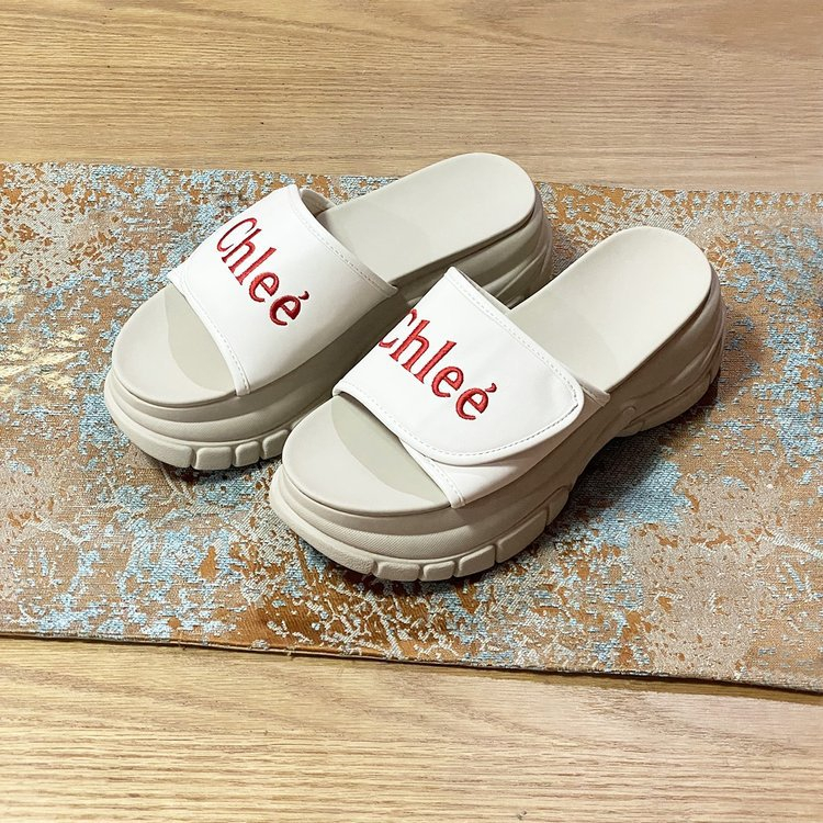 Dép quai ngang nữ đế xuồng siêu nhẹ quai da chữ thêu thời trang OO