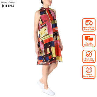 Đầm mini sát nách cổ lọ dáng suông in họa tiết (có bigsize) jf872