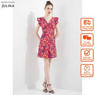 Đầm mini sát nách cổ chữ v hoa nhí màu hồng (có bigsize) jf870