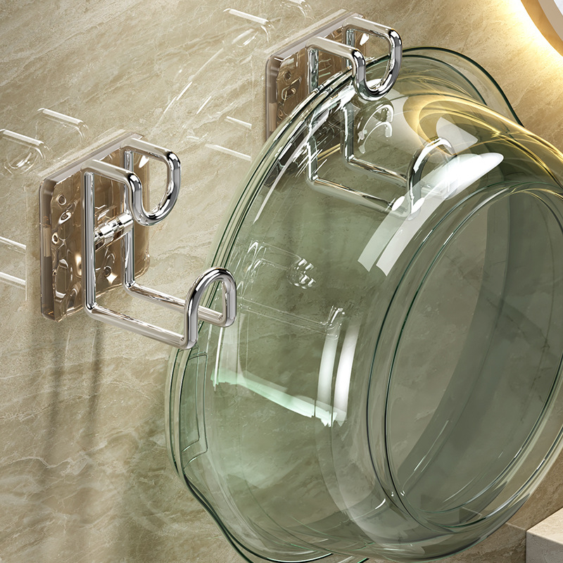 Móc Inox Vân Đá Dán Tường Treo Thau Chậu, Khăn, Quần Áo/ Giá Gắn Tường Treo Đồ Nhà Bếp, Nhà Tắm