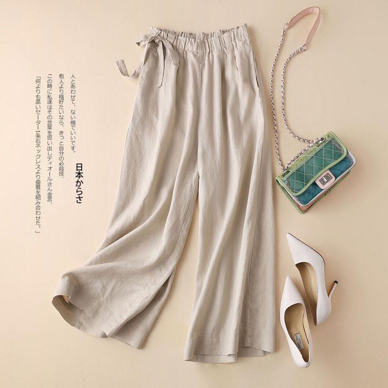 Quần culottes đũi dáng dài ống rộng siêu Hot dáng suông chất liệu cao cấp-HVS-mã 21A