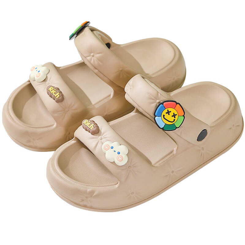 Dép sandal nữ , Dép quai hậu phong cách Hàn quốc đế cao 4cm có gắn sticker siêu xinh