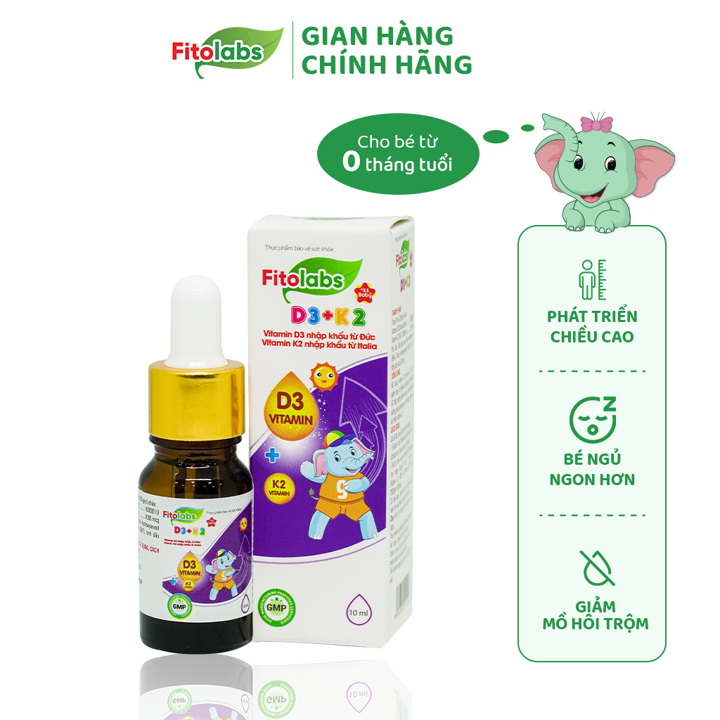 Siro bổ sung Vitamin D3K2 Fitolabs, lọ 10ml